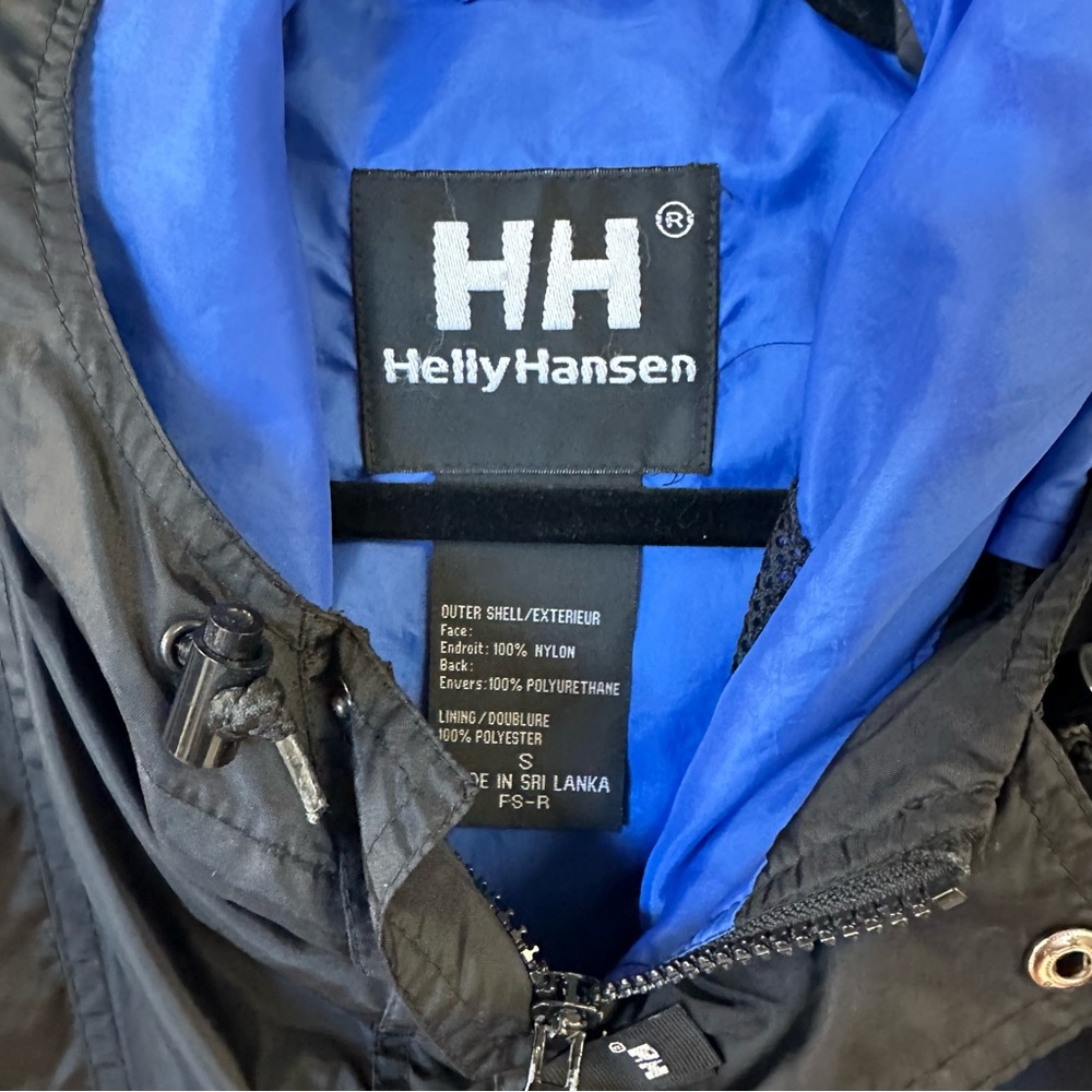 Helly Hansen Packable Black Jacket with Blue Hood - image 2